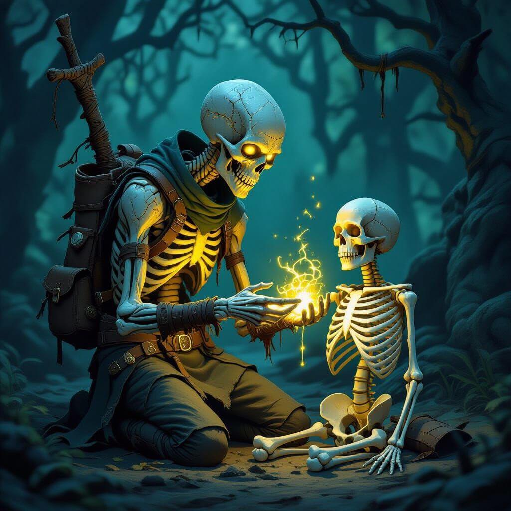 Skeletal Healer Trux Offers Yellow Mana Healing in Dark Fore...