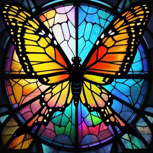 Surreal Butterfly Illuminates Glass Window
