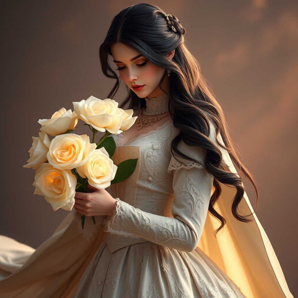 Victorian Bride in Elegant Gown with Whimsical Touches