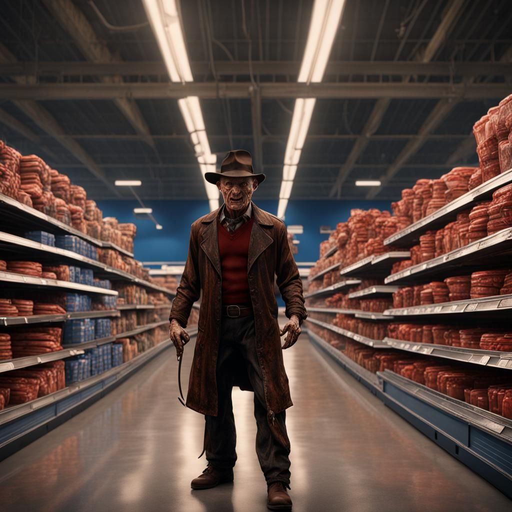Freddy Kruger in a Fantastical Walmart Scene