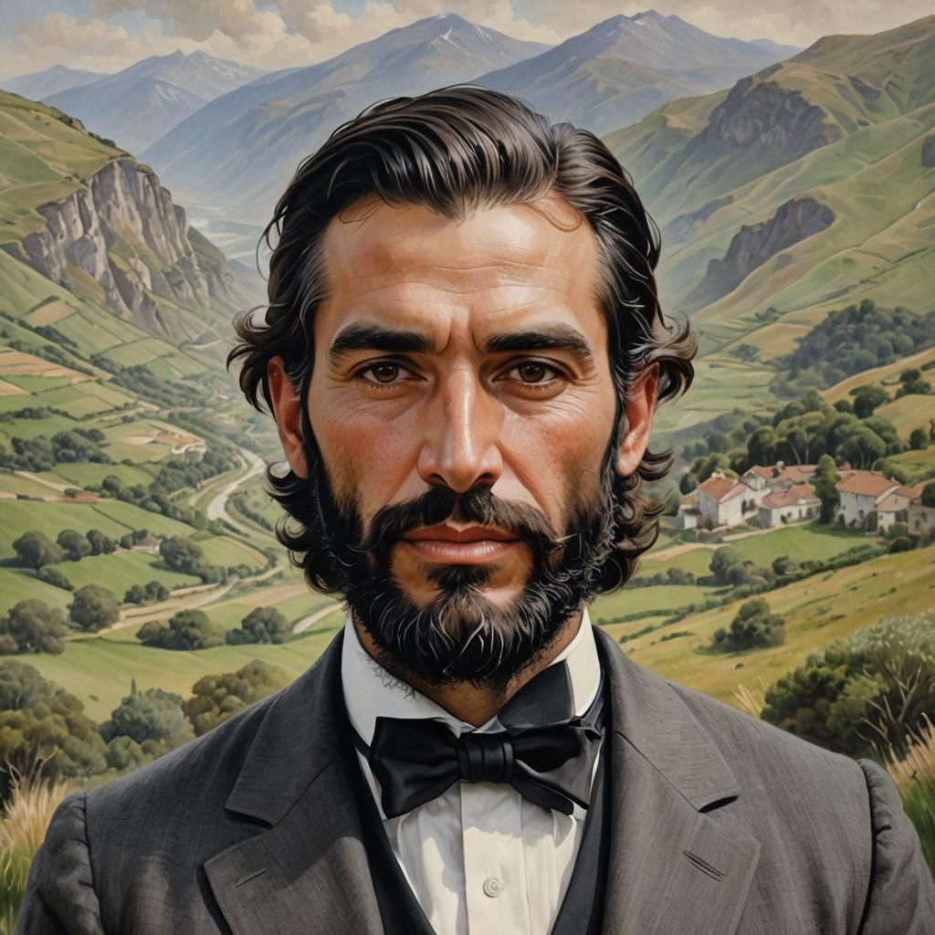 Realistic Portrait of a 19th-Century Gentleman in Earthy Ton...