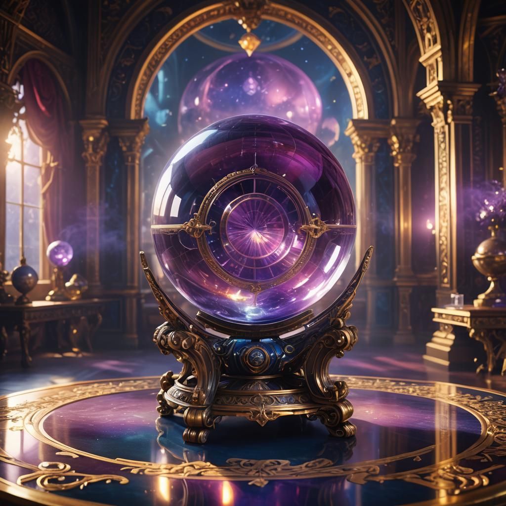 Majestic Crystal Ball Display in Palace Regalia