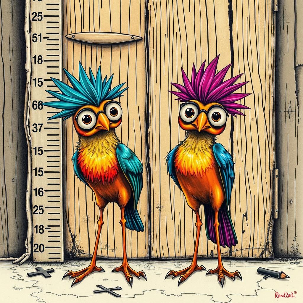 Vibrant Birds Perch on a Distressed Doorframe