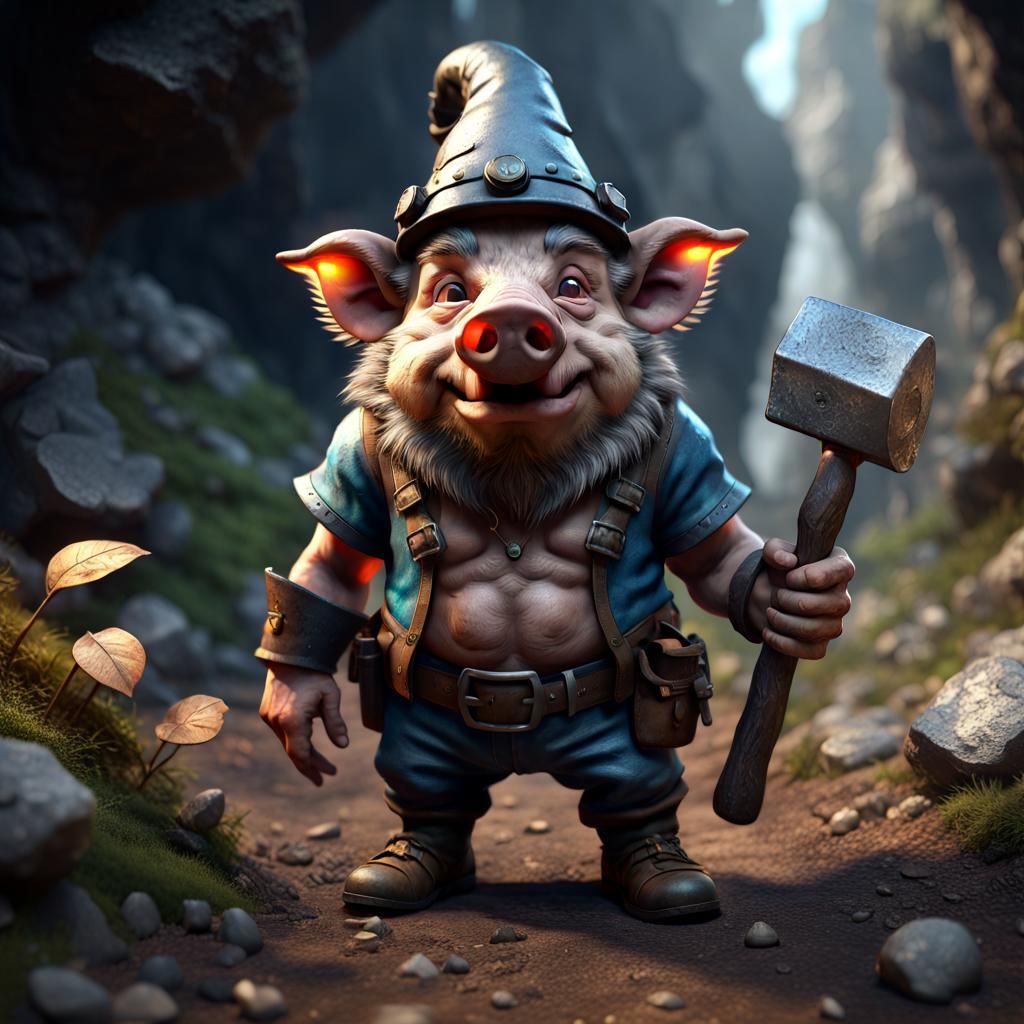 Wild boar-gnome, miner