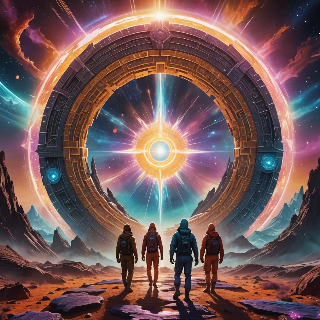 Cosmic Stargate Transcendence in Iridescent Hues