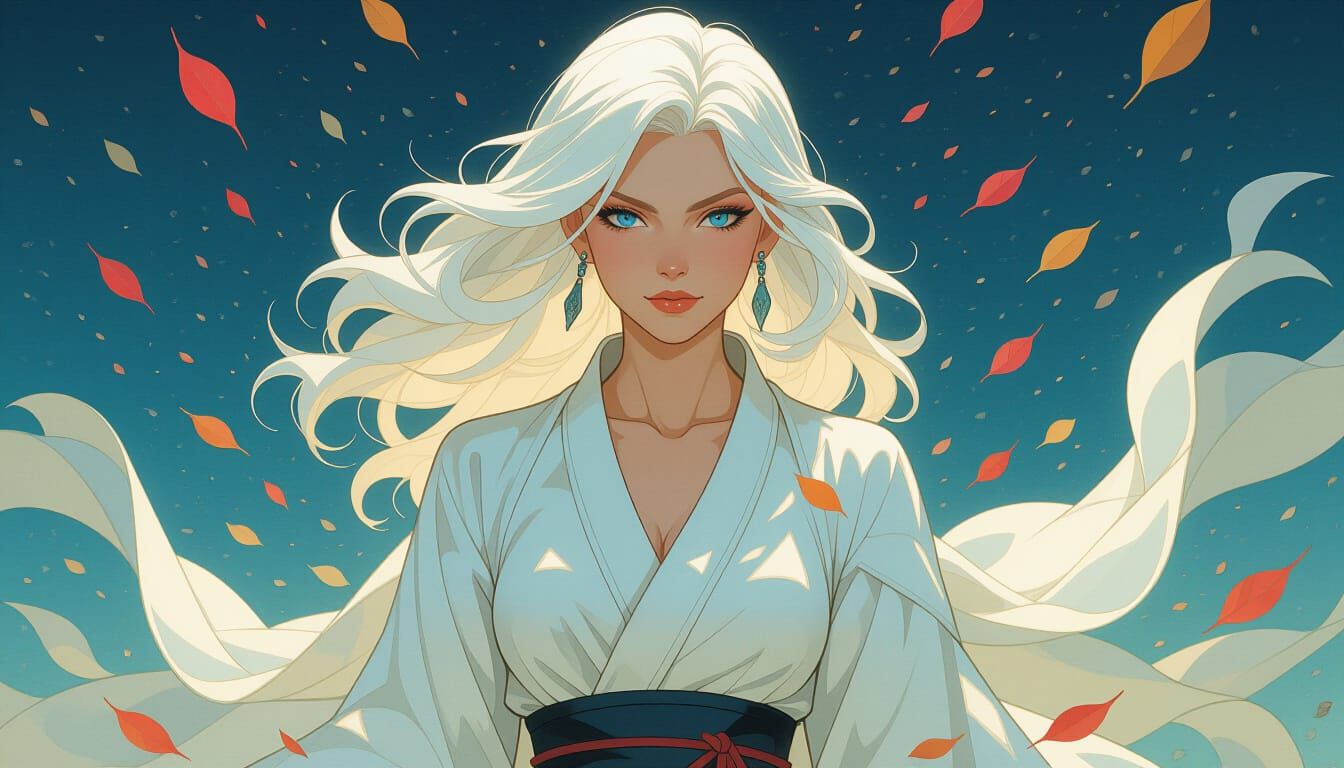 White-Haired Woman in a Gritty Futuristic Style