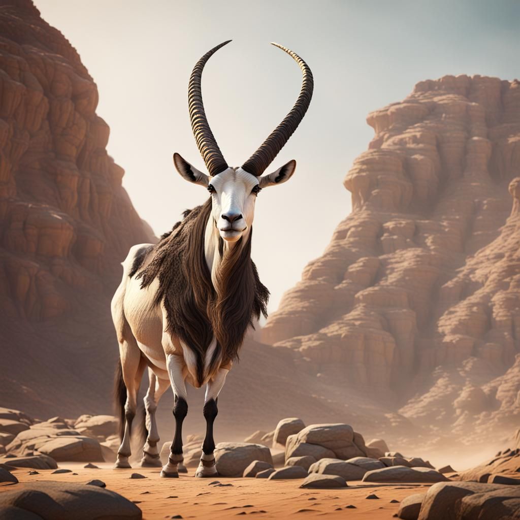 Majestic Oryx Dominates Saudi Desert Landscape