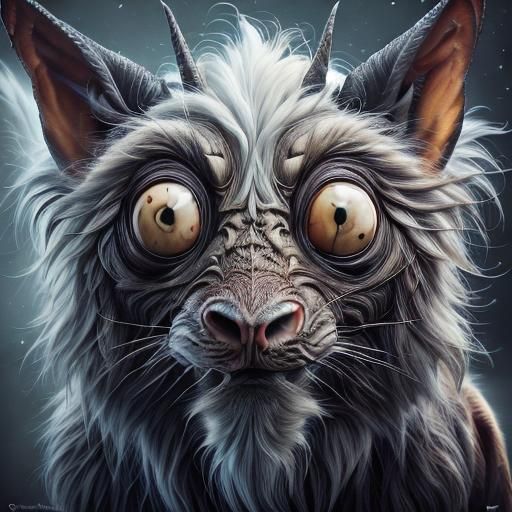 Mystical Highland Cow Goat Hybrid Alien