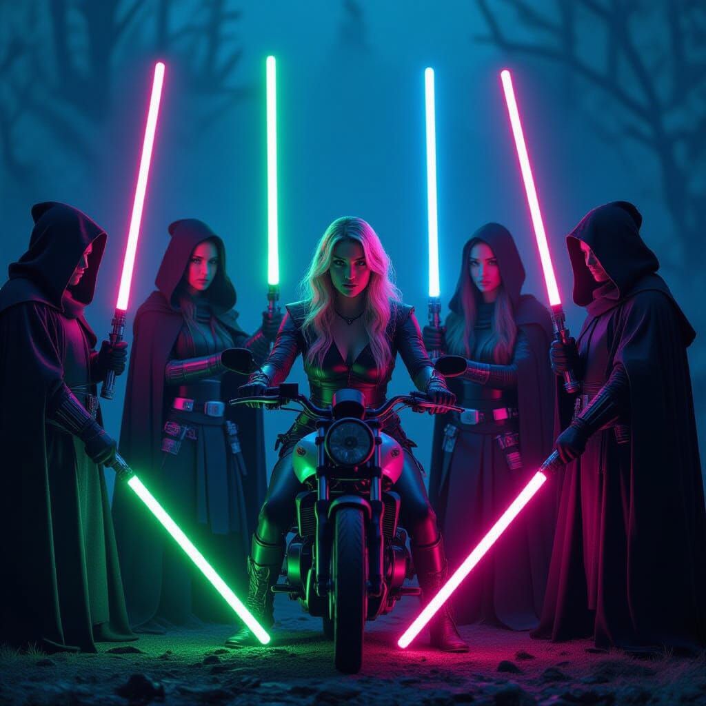 Hybrid Witches and Jedi Knights in a Neon Clash