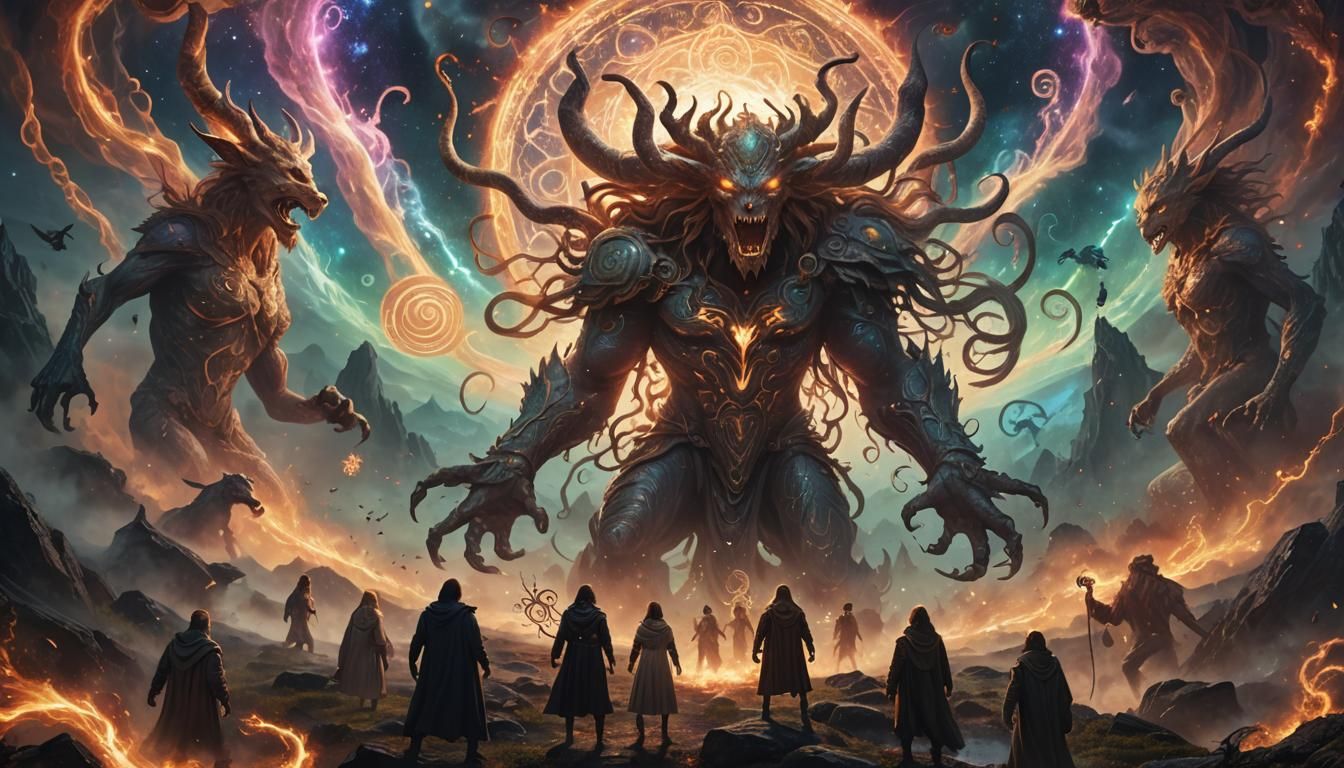 Cosmic War Masterpiece: Divine Beasts and Monsters Clash in...