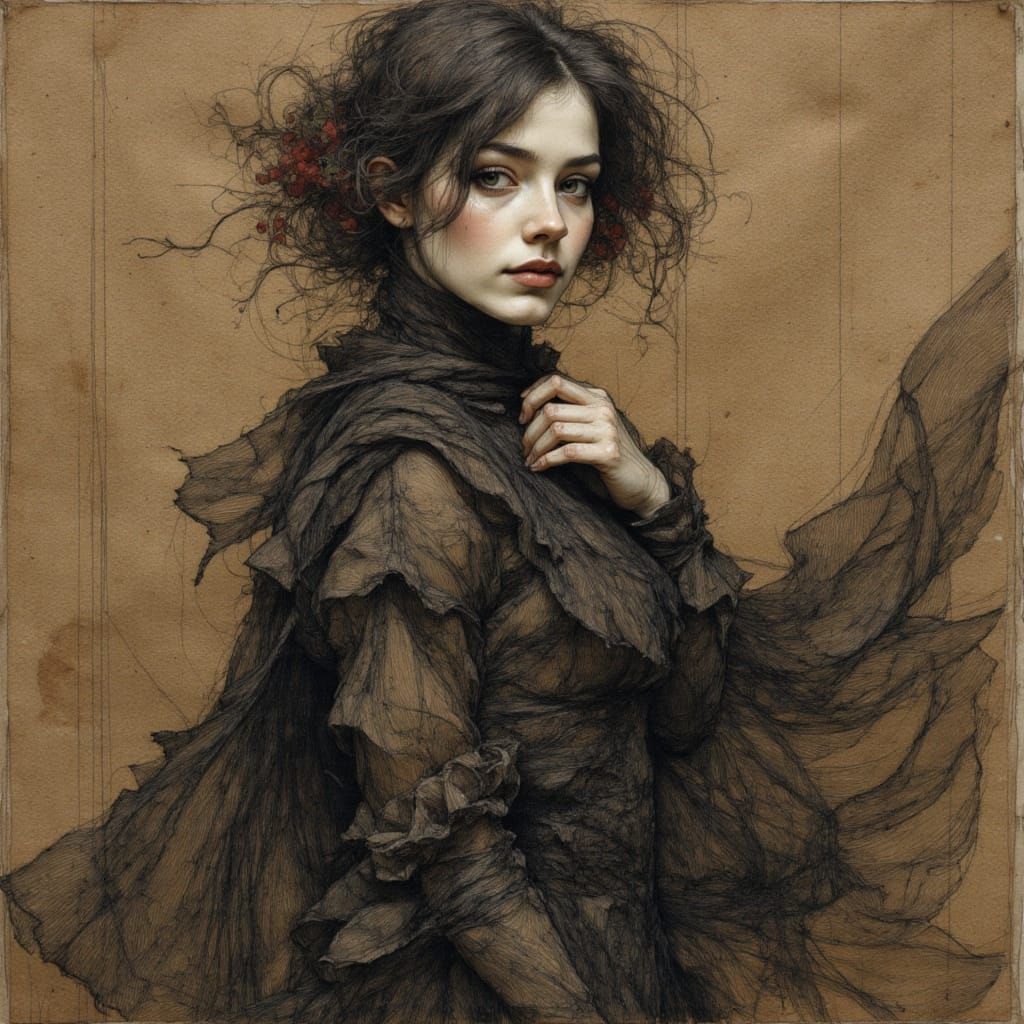 Grogu in Victorian Rococo Fashion Sketch