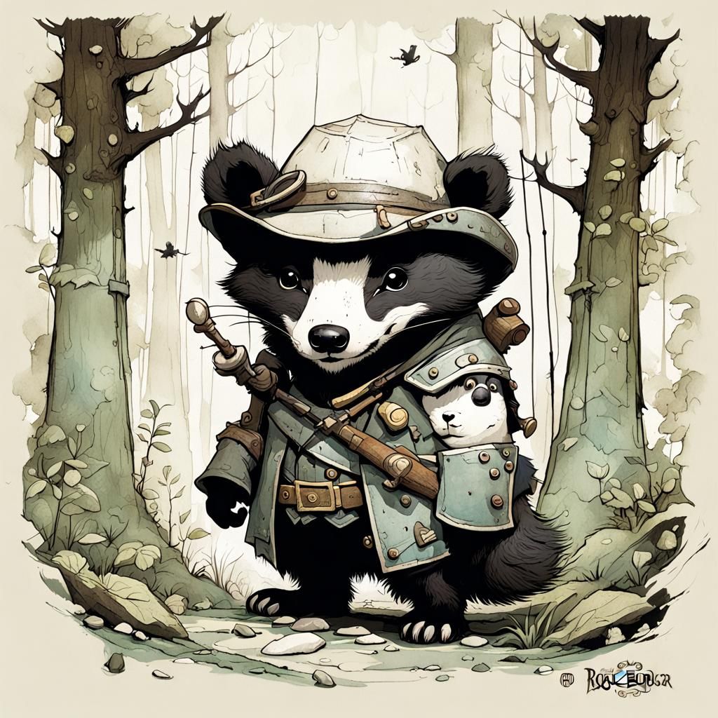 Whimsical Forest Chibi Badger in High Definition
