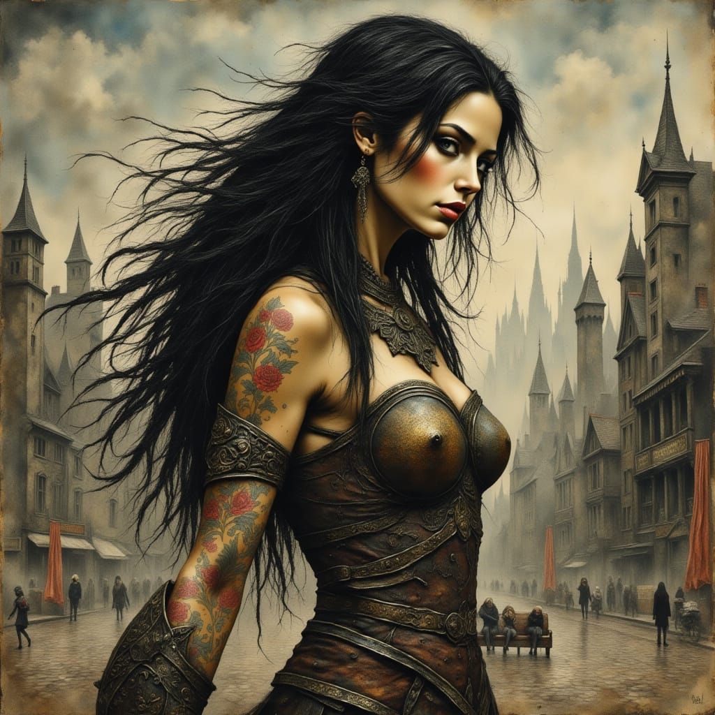 Beautiful Latina Warrioress in Drizzle