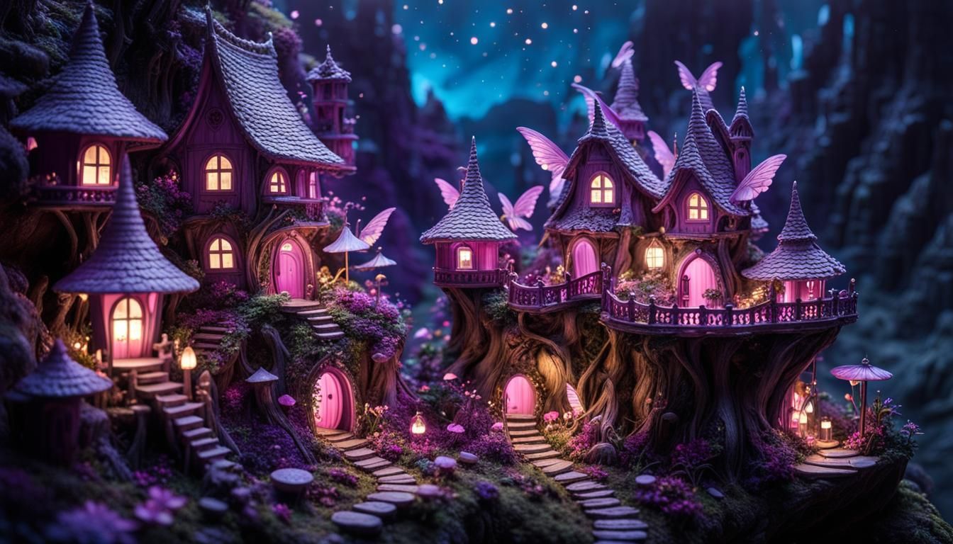 Enchanted Fairy Village at Twilight