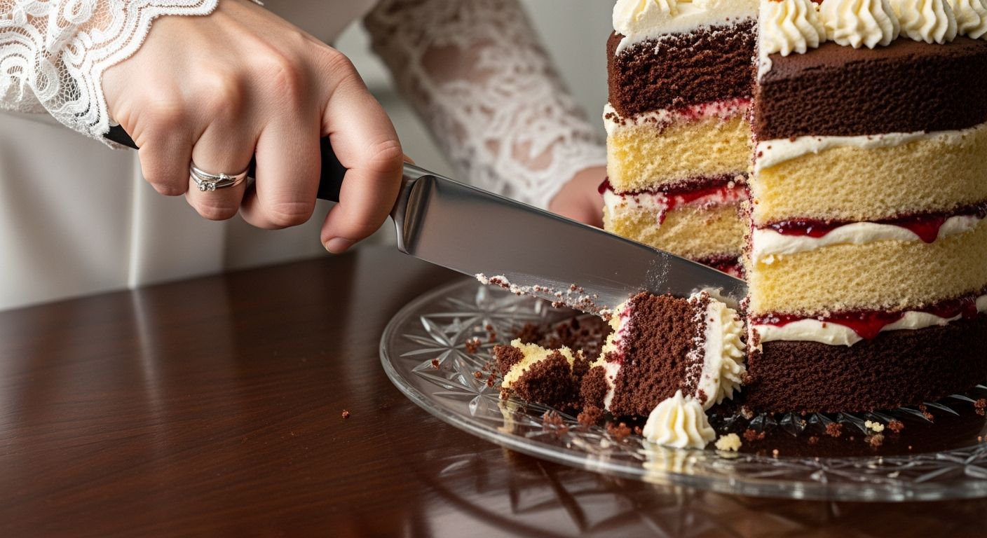 Photorealistic Cake Cutting Scene