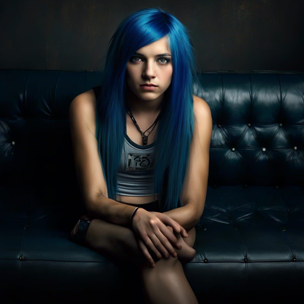 Ethereal Emo Beauty in Moody Studio Lighting