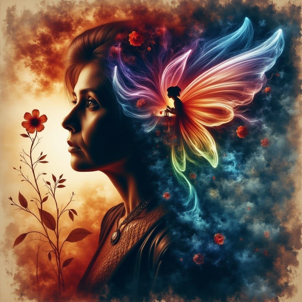 Surreal Goth Girl in a Dreamlike Vortex of Color