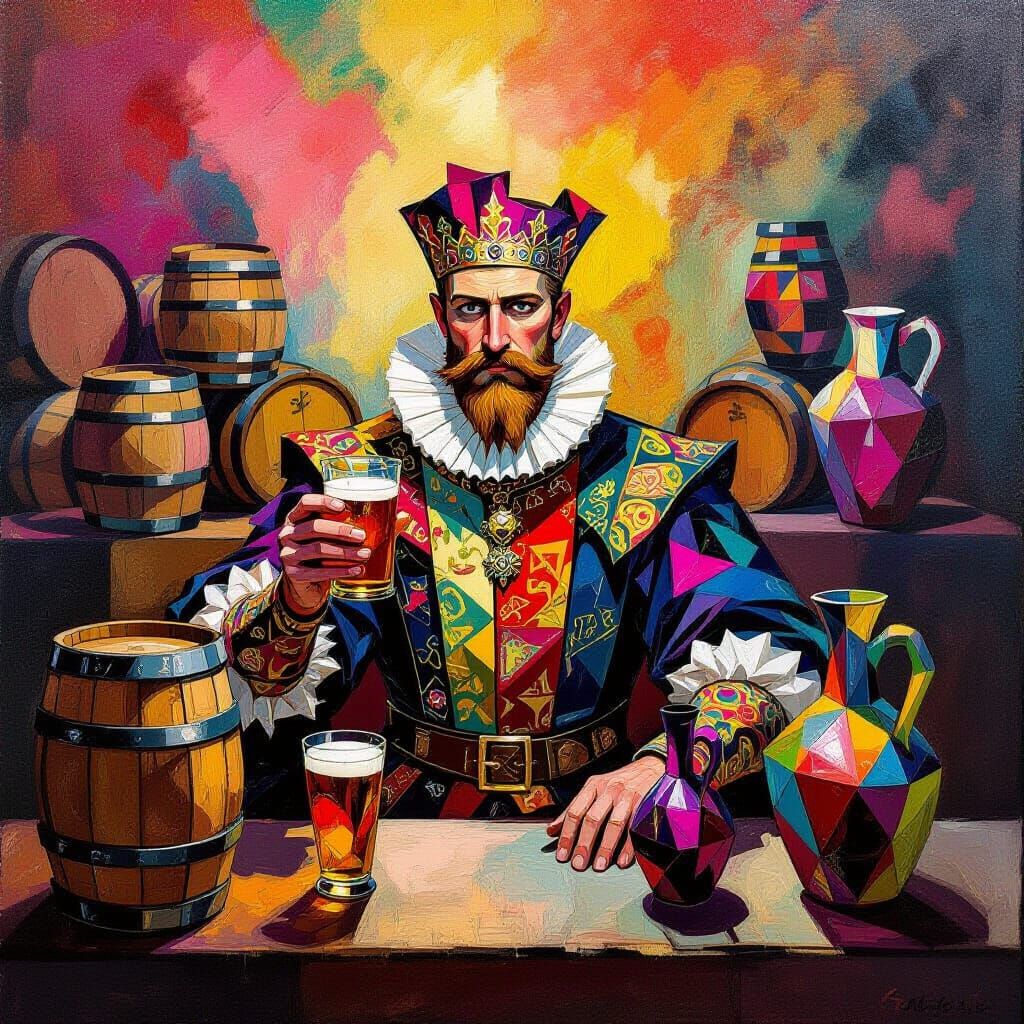 Medieval Bartender with Expressionist Art Elements
