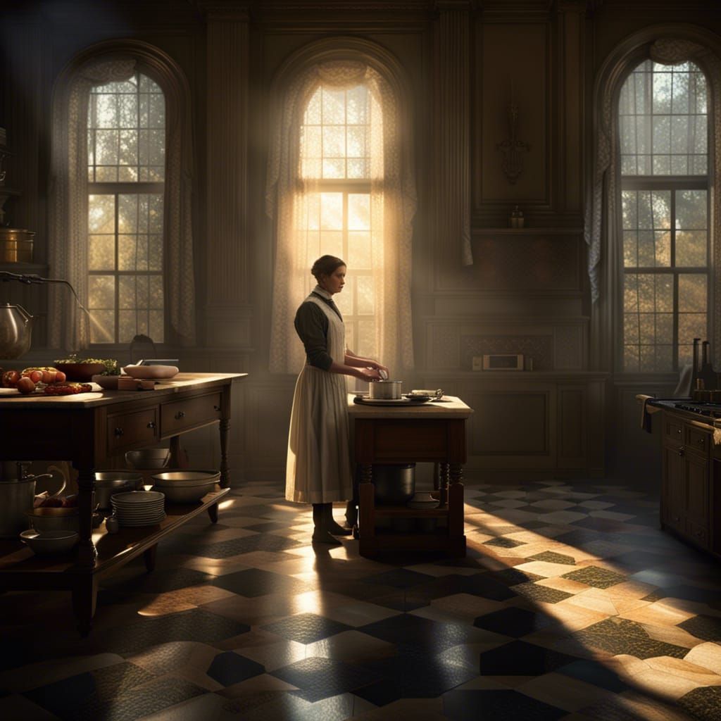 Regency-Era Kitchen in a Grand Mansion