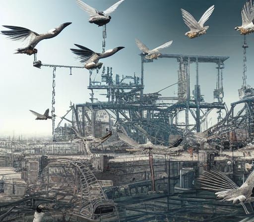 Dystopian Apocalypse in Futuristic Industrial Landscape