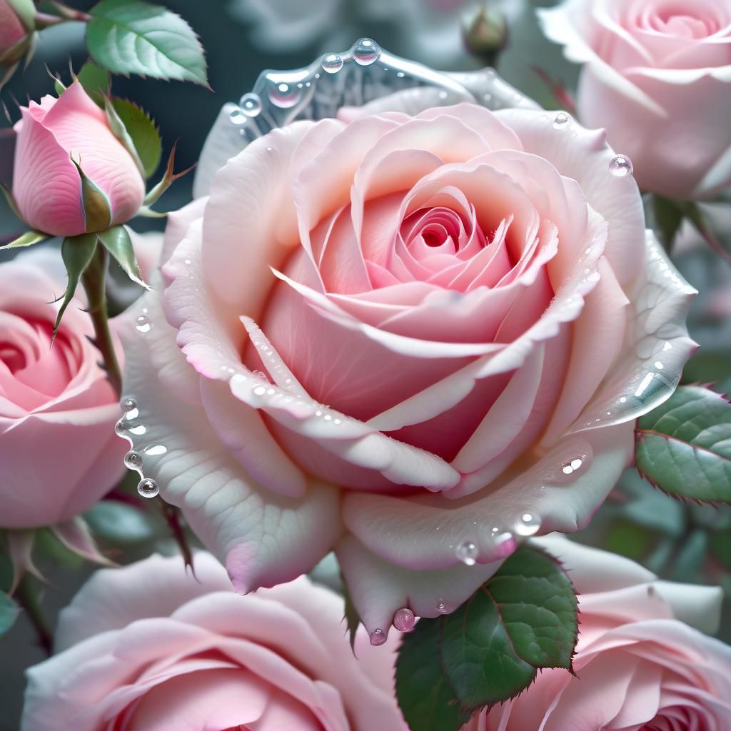 Ethereal Rose Garden in Cyberpunk Style