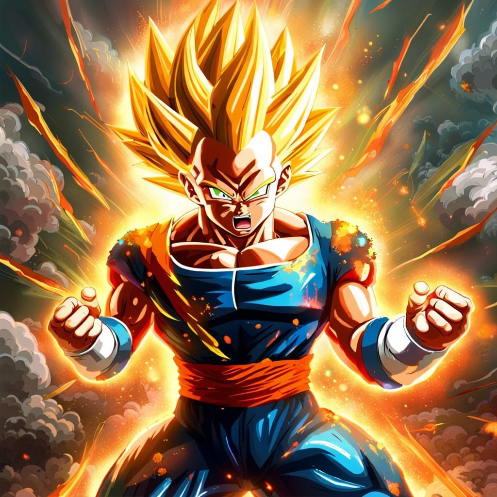 Epic Dragon Ball Z Battle Scene in Vibrant Art Pop Style