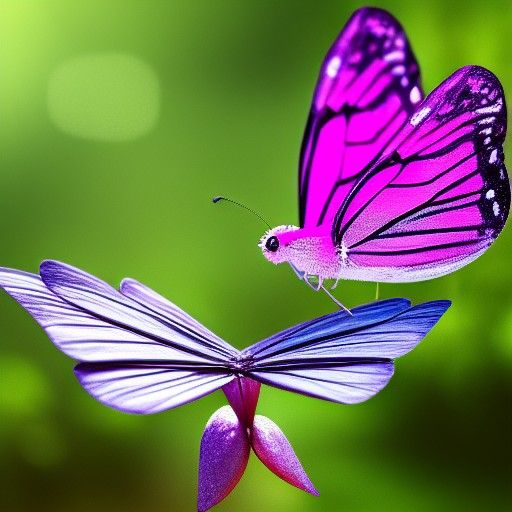 Fairy Sits on Falling Petal in Vibrant Fantastical Landscape