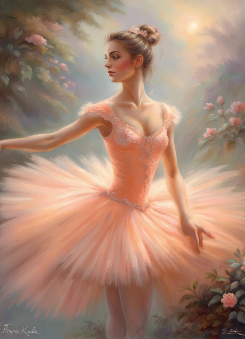 Ethereal Fantasy Ballerina in Soft Peach Glow