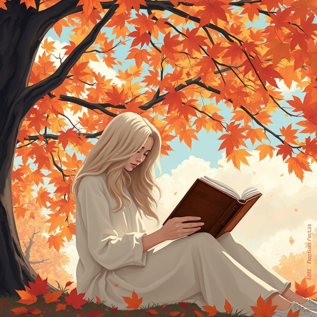 Ethereal Autumn Scene in Dreamy Watercolor Style