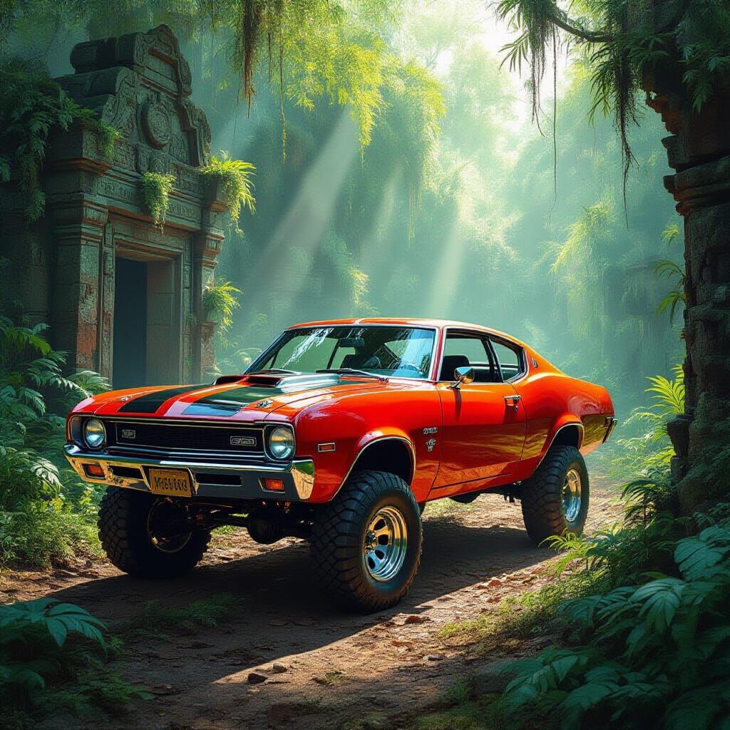 Modified 1969 Rebel Navigating Jungle Path