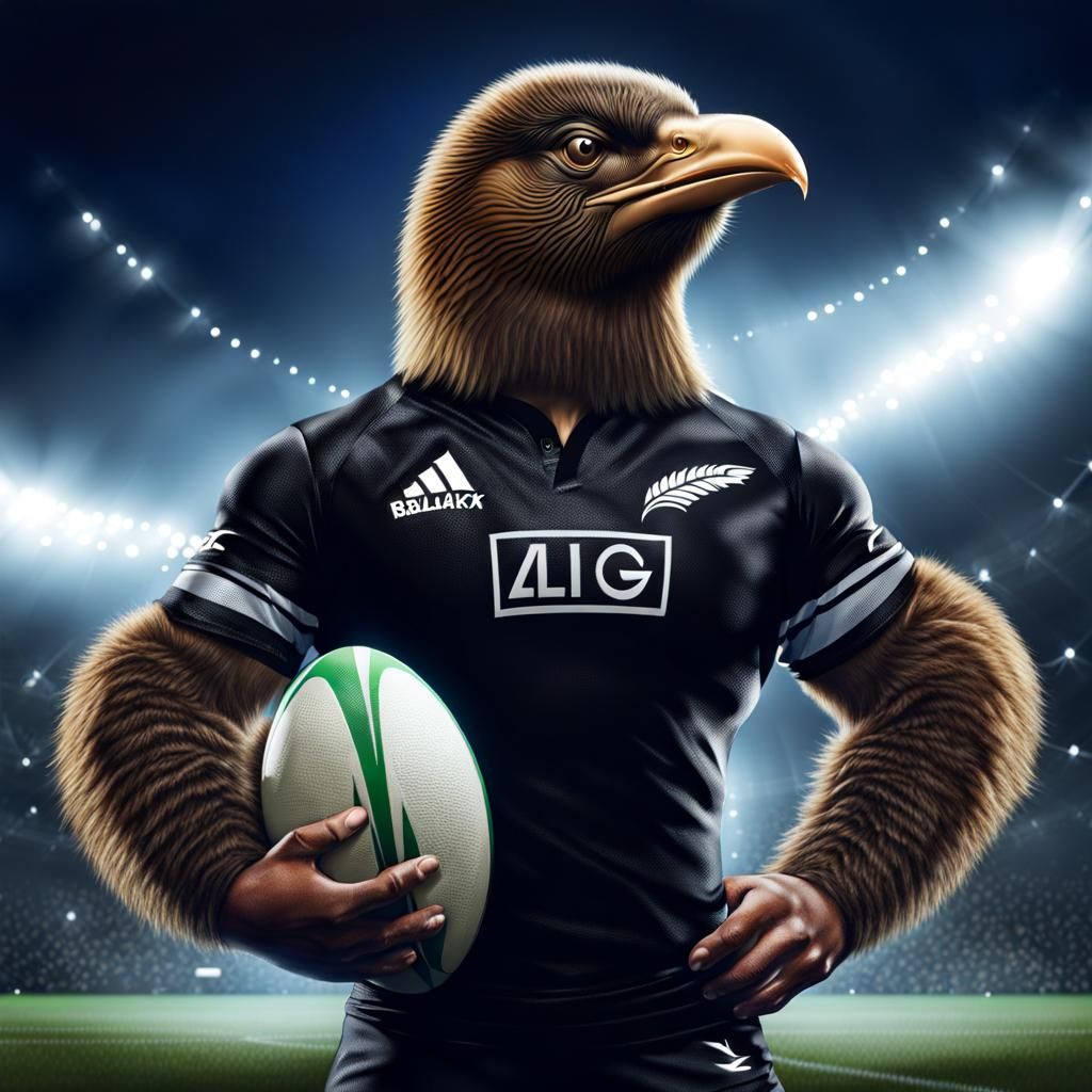 Rugby Kiwi Hero in All Blacks Jersey