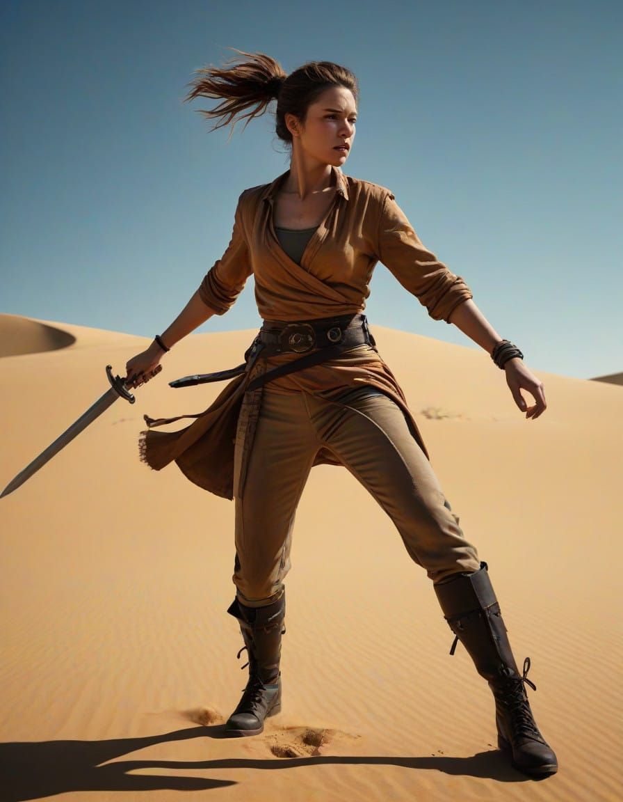 Epic Duelist Girl Leaps into Battle