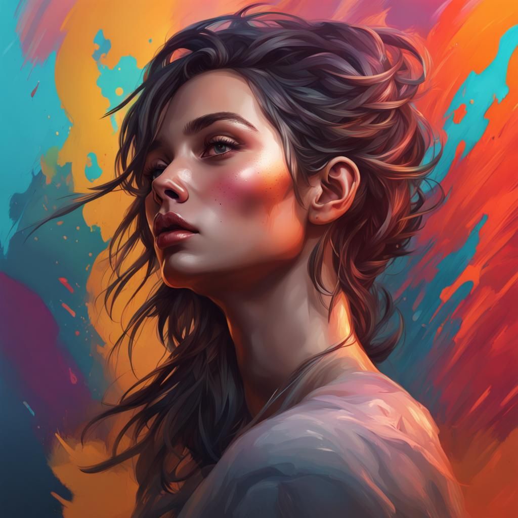 Hyperrealistic Splash Art Portrait in Mid Shot