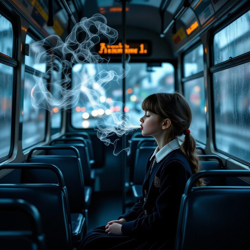 Surreal Schoolgirl's Symbolic Bus Journey