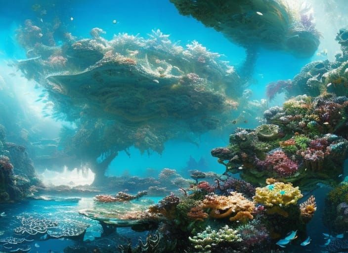 Epic Underwater Scene in Digital Painting Style
