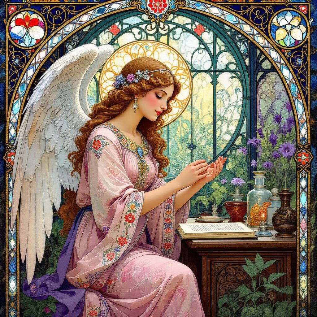 Archangel Jophiel in Art Nouveau Apothecary