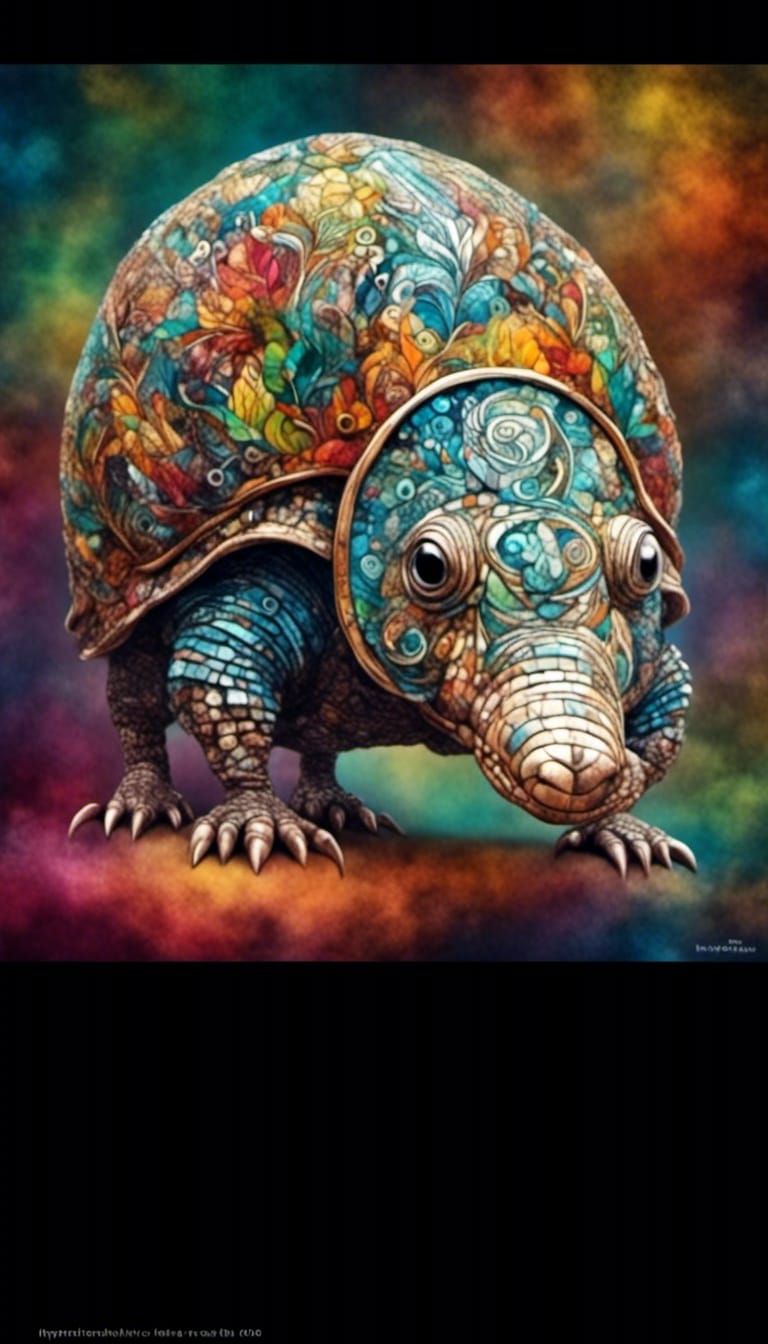 Armadillo in Vibrant Zentangle-Inspired Detail