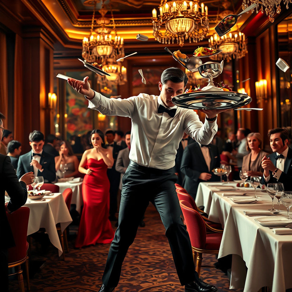 Waiter's Dramatic Fall at an Exclusive Restaurant