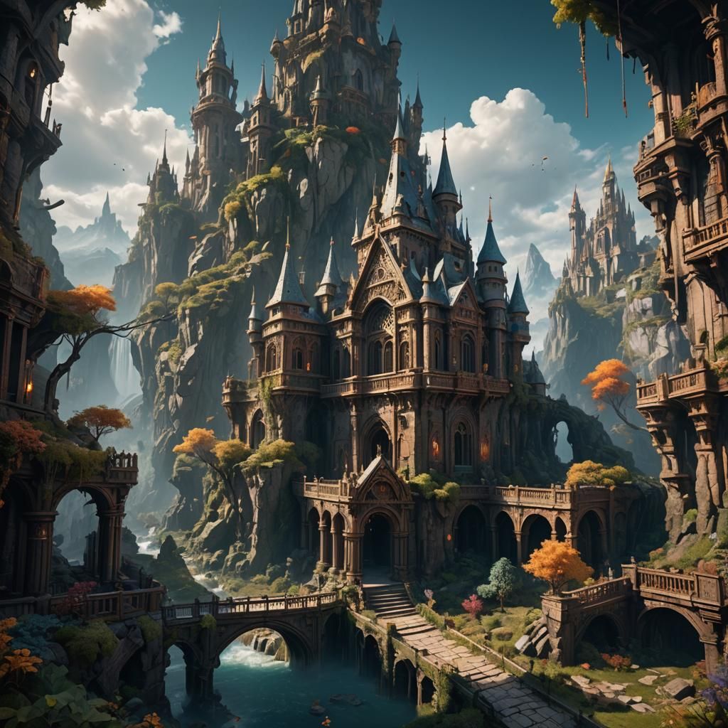 Epic Fantasy Realm in Vibrant Splendor