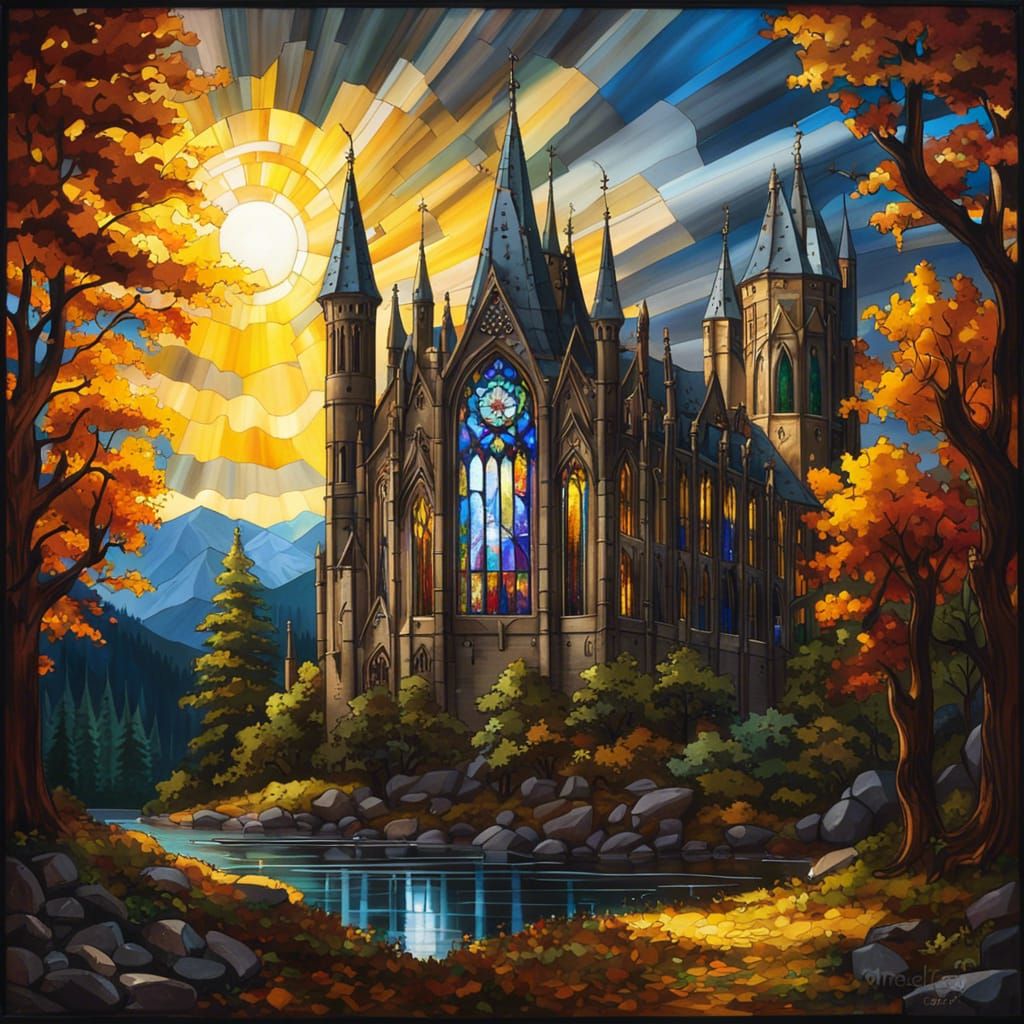 Gothic Castle Under Darkened Skies