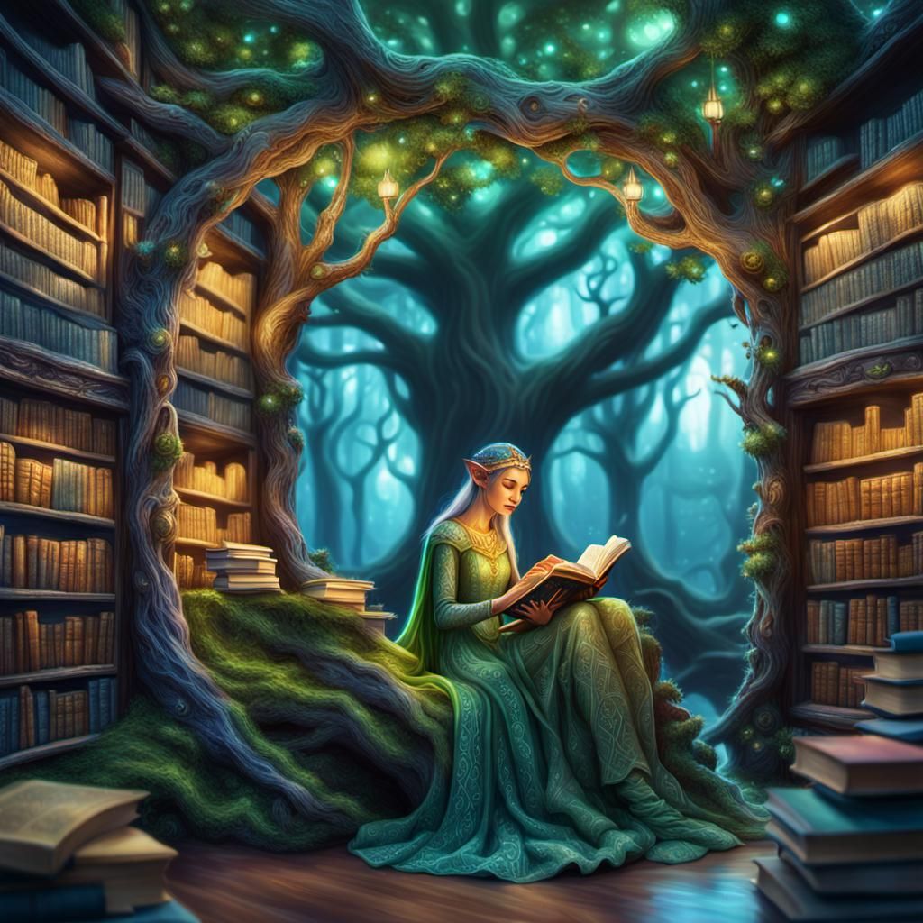 Ethereal Elven Library Illuminated