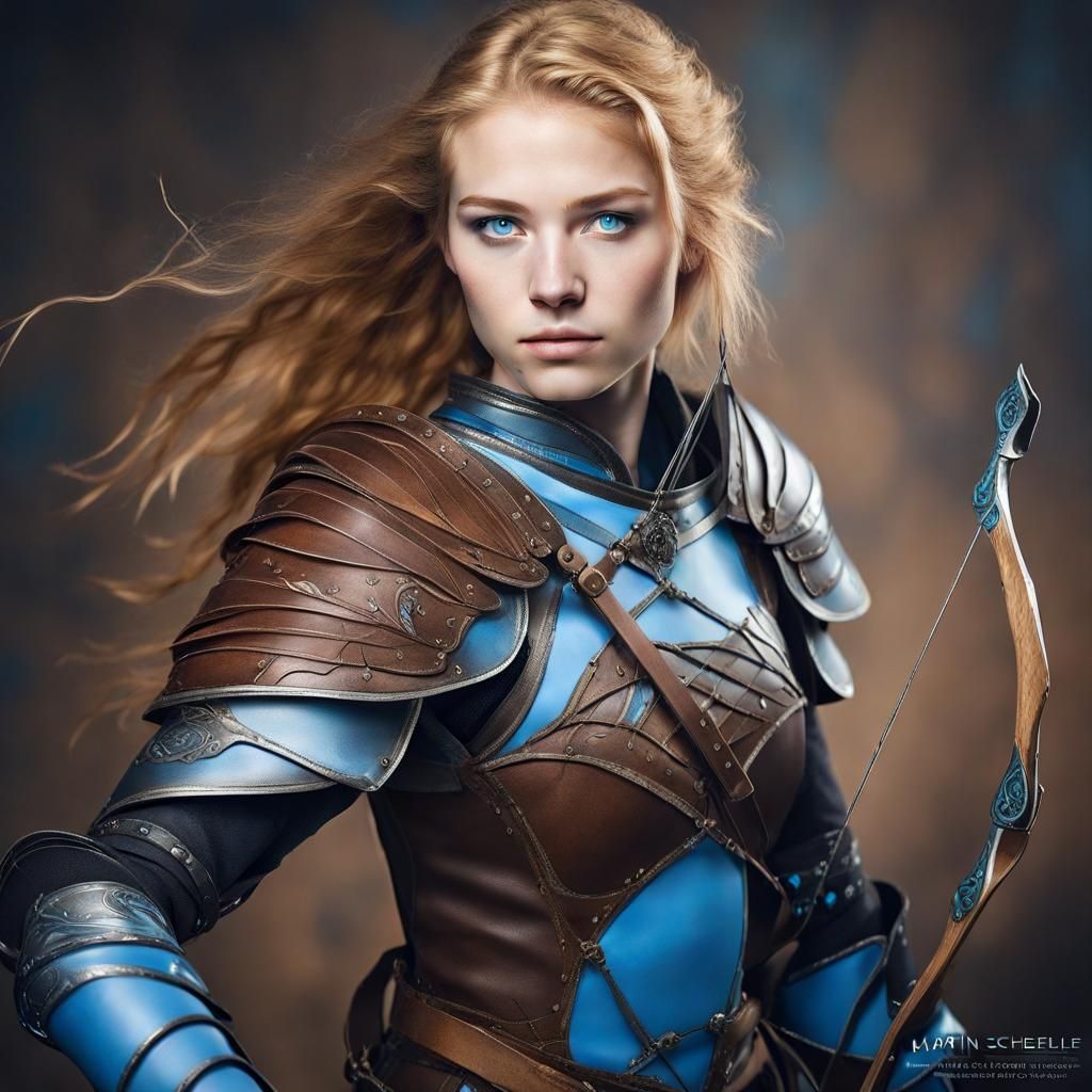 Elegant Young Warrior in Leather Armor