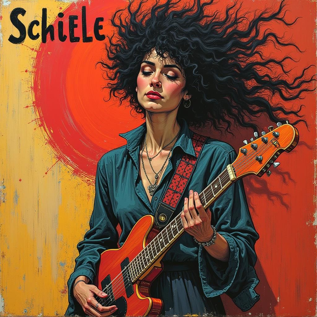 Existentialist Vinyl Record Sleeve with Intricate Rock Music...