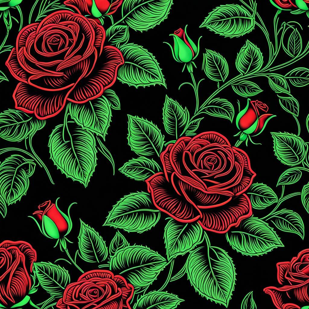 Glowing Roses in Intricate Filagree Design