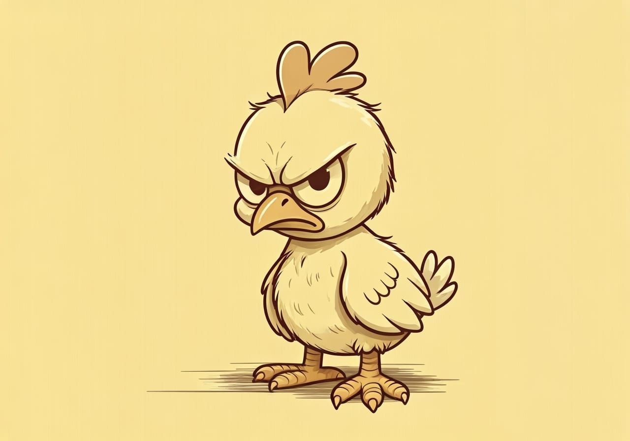 Grumpy Chick in 1930s Cartoon Style
