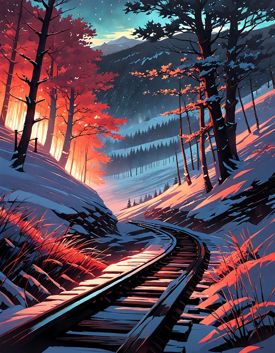 Surreal Midwinter Scene with Witcher Vibe