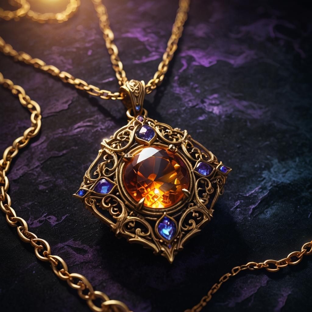 Enchanted Amber Jewel in Warm, Golden Light