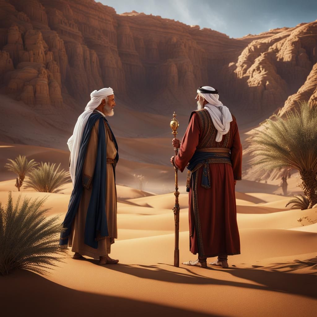 Surreal Middle Eastern Desert Scene in Deep Color and Intric...