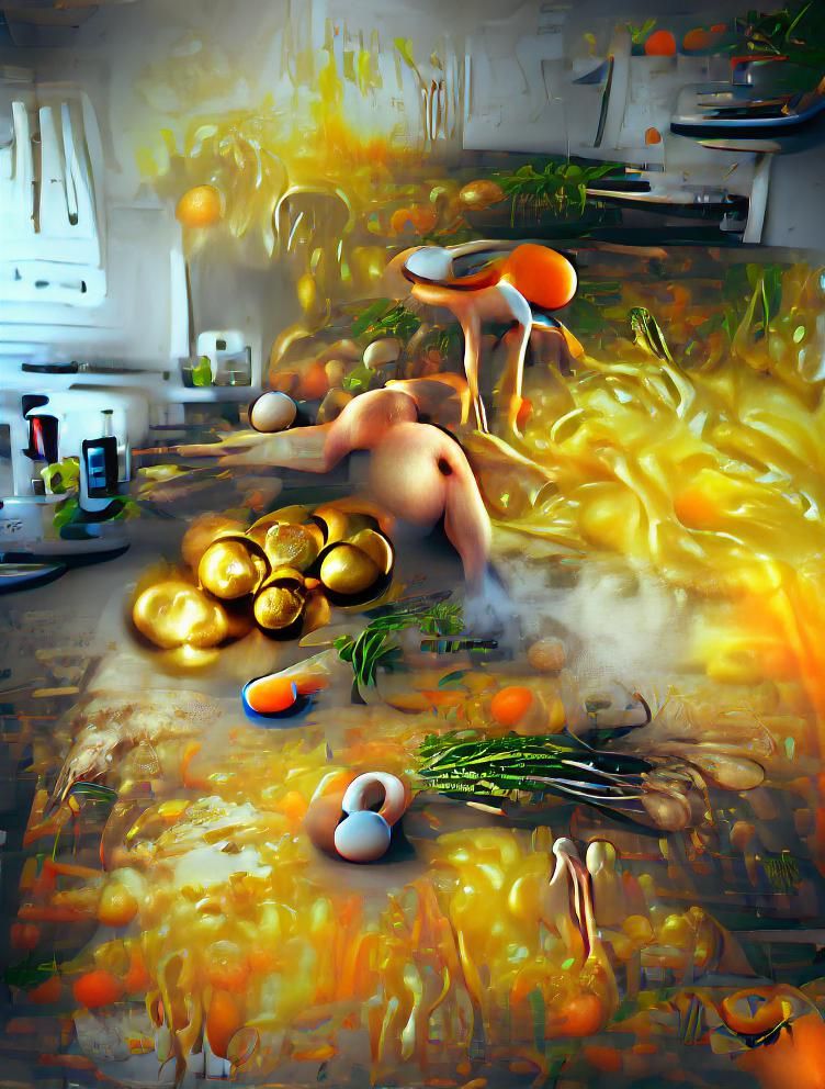 Vibrant Food Still Life in Iridescent Oil on Canvas