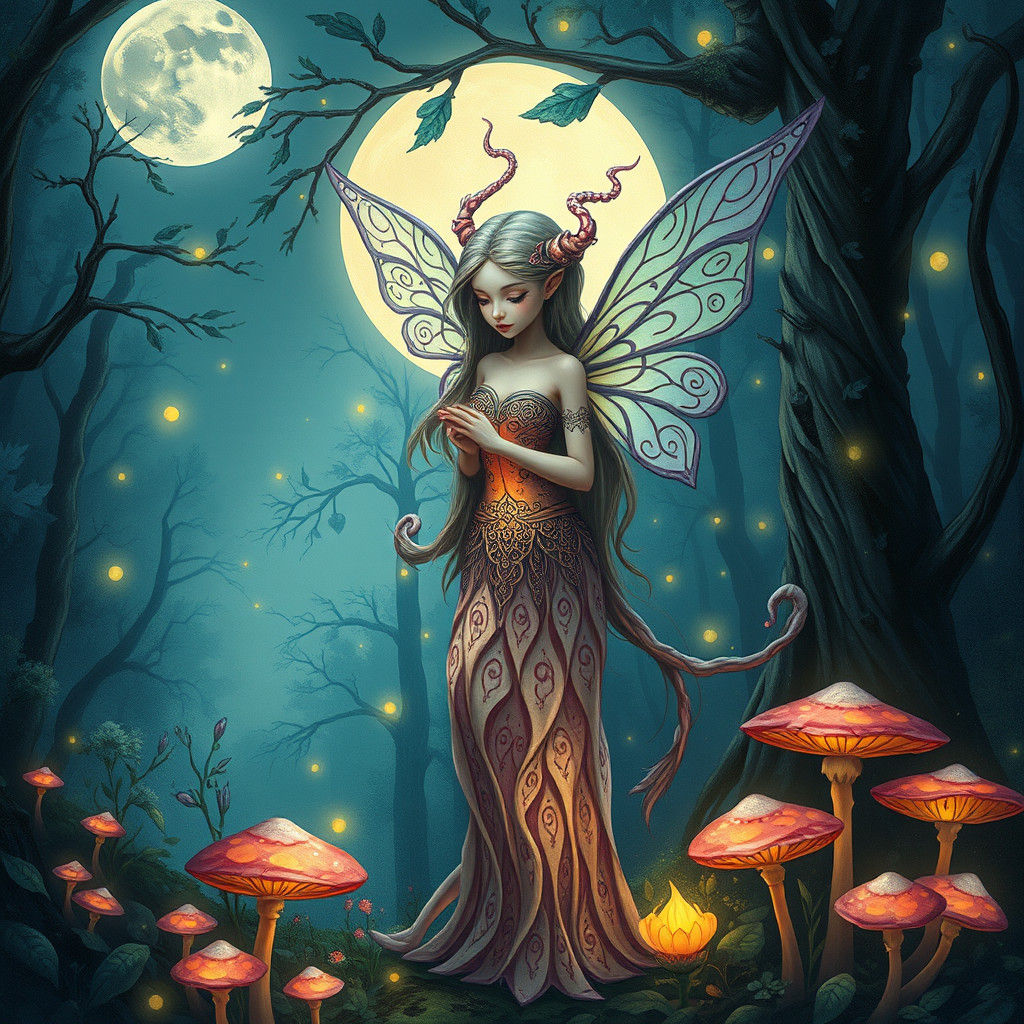 Whimsical Fae in a Dreamy, Surreal Forest Landscape